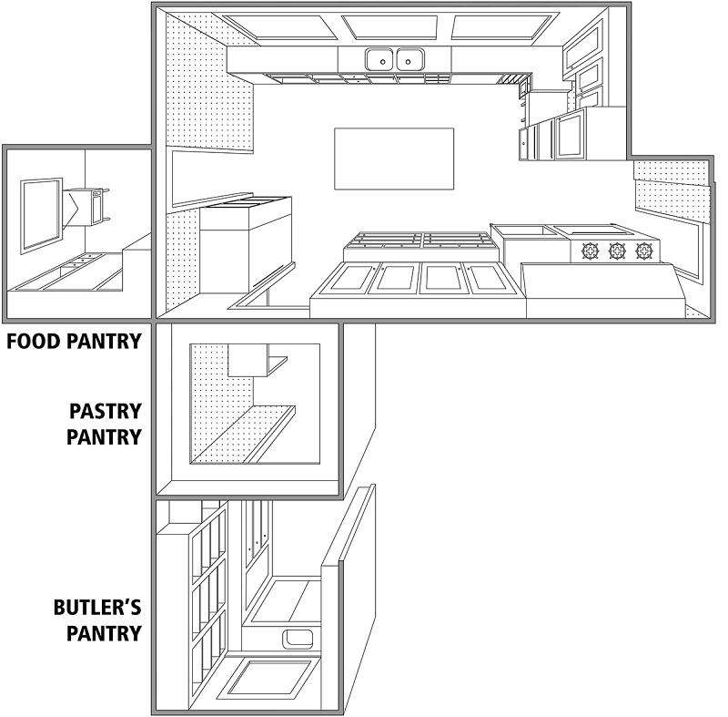 Kitchen Design Plan in Julia Child home 