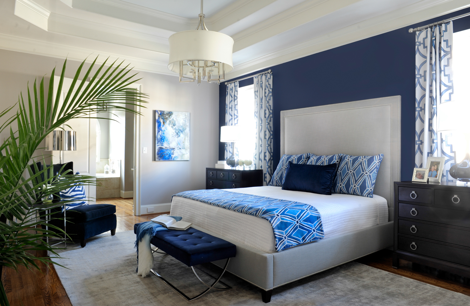 Stylish Casual Bedroom designed by Susan Victor of Nandina Home and Design