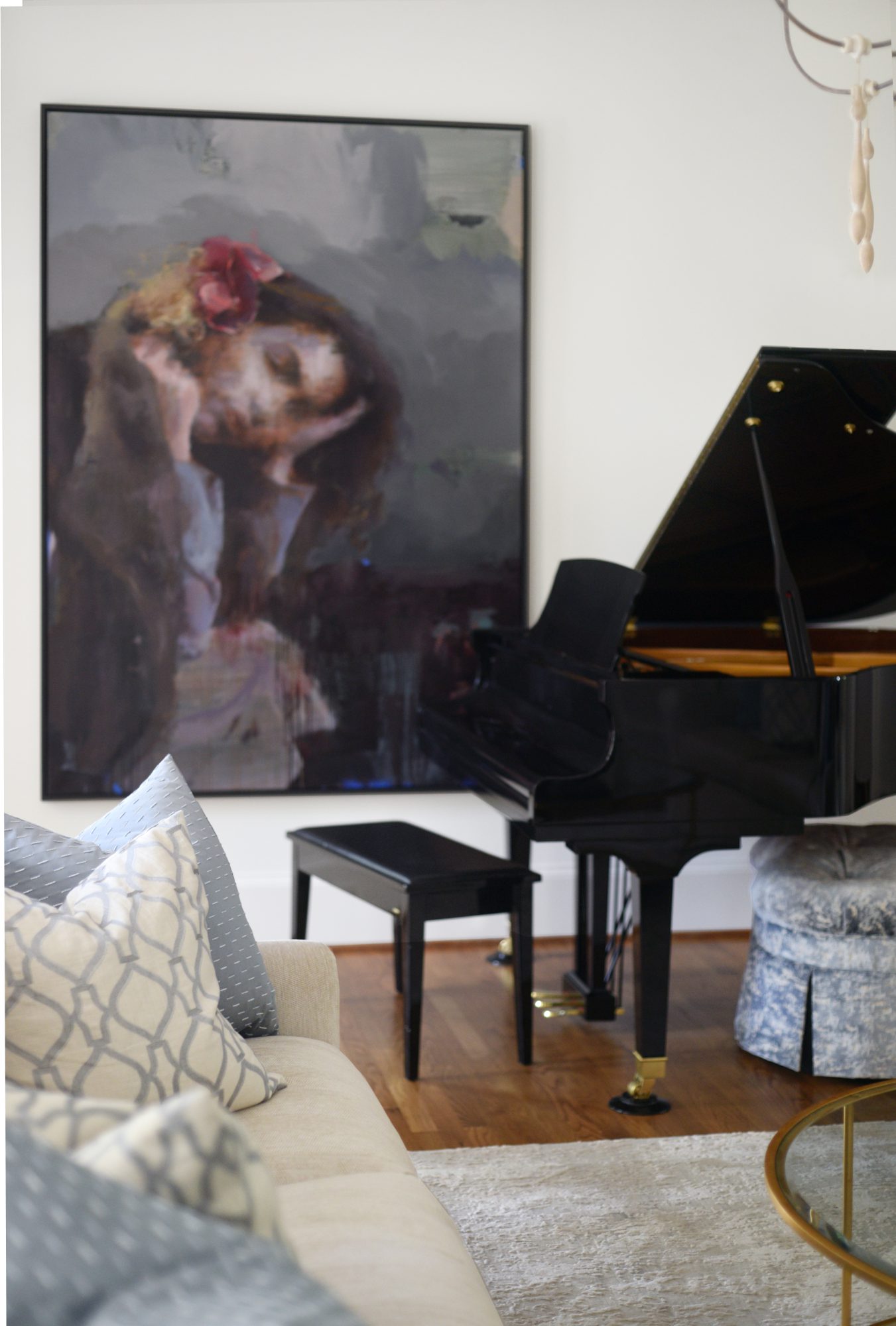 piano, living room