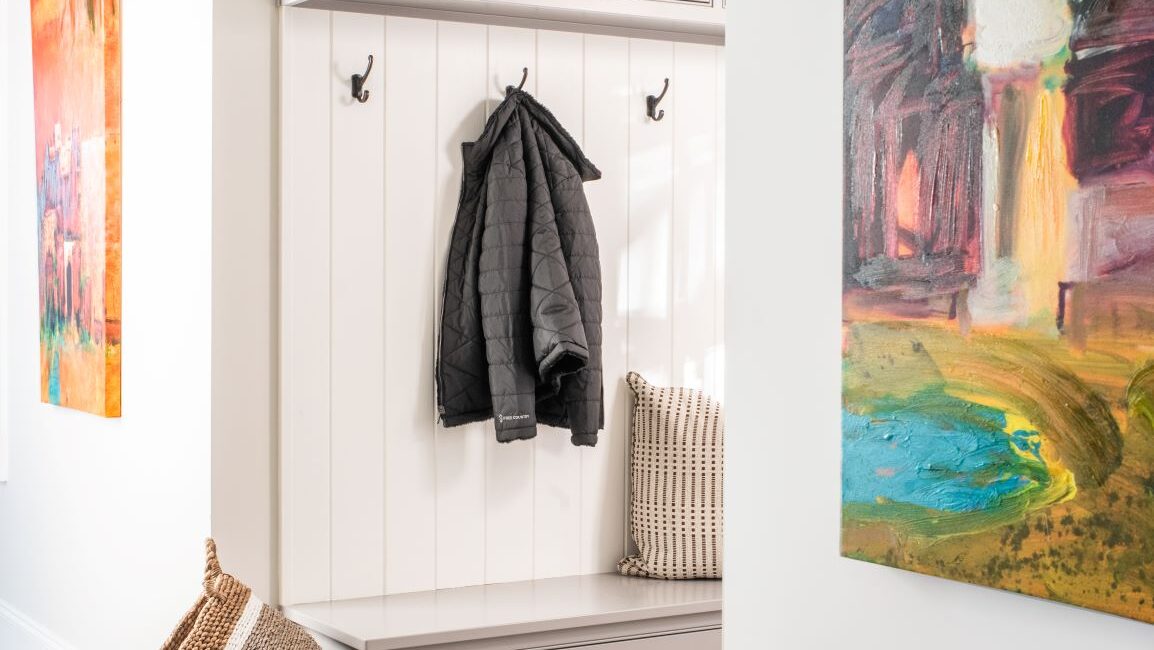 Mudroom Foyer, Tile Floor, Mudroom